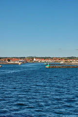 Fototapeta na wymiar Entrance to the port in Ronne, Bornholm island, Denmark