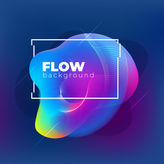 Liquid Abstract Vector Shape for Background Design. Fluid Dynamic Graphic Element for Modern Banner, Poster, Flyer or Presentation Template with Line Pattern. Color Flow Frame illustration.