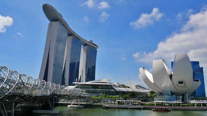 Singapore, Singapore - 15 februari 2020: Helix Bridge Singapore