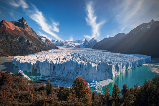 The Perito Moreno Glacier is a big glacier located in the Los Glaciares National Park in Santa Cruz Province, Argentina. Its one of the most famous tourist attractions in the Argentinian Patagonia.