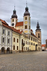 Fototapeta na wymiar Jesus church in the old european city of Telc, Czech Republic