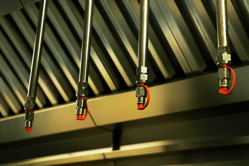fire and safety equipment, emergency water dispenser sprinkler under the roof hood usually fixed in...