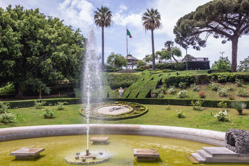 Fountain in Bellini Garden park in Catania city on Sicily, Italy