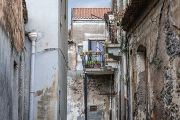 Old tenements in Barriera del Bosco area of Catania city on Sicily, autonomous region of Italy