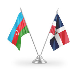 Dominican Republic and Azerbaijan table flags isolated on white 3D rendering