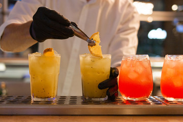 Unrecognizable Professional Young Bartender Working