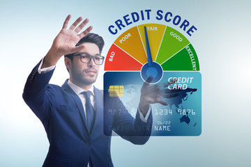 Businessman in credit score concept