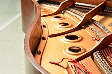 Caja de resonancia de un piano de cola