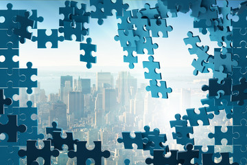Jigsaw puzzle pieces - 3d rendering