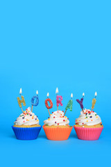 Cupcakes With Candles That Say Hooray