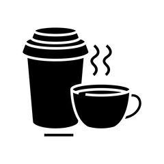 Coffee and tea black icon, concept illustration, vector flat symbol, glyph sign.