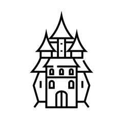 Magic castle line icon, concept sign, outline vector illustration, linear symbol.