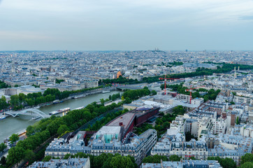 Beautiful view of Paris from Eiffel Tower in Paris France