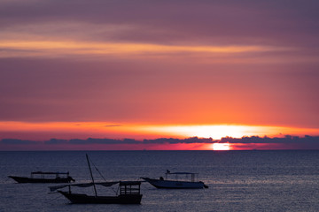 Fototapeta na wymiar Sunset seascape Nungwi Unguja Zanzibar Island Tanzania East Africa