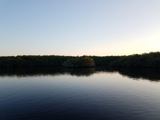 Fototapeta na wymiar lake or pond water with trees and sky
