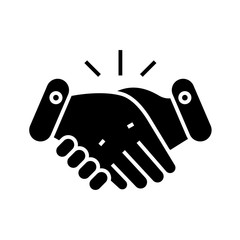 Handshake black icon, concept illustration, vector flat symbol, glyph sign.