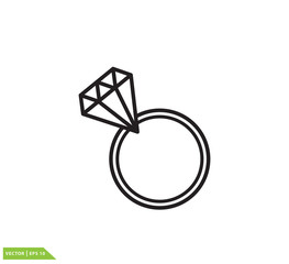 Ring diamond icon vector logo template