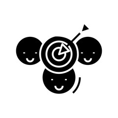 Goal reaching black icon, concept illustration, vector flat symbol, glyph sign.