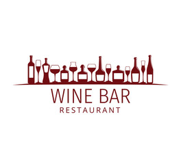 assorted glass and bottle wine vector logo design for winery restaurant and shop