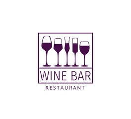 assorted wine glass vector logo design for winery restaurant and shop