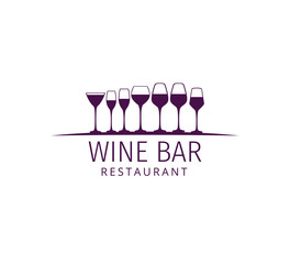 assorted wine glass vector logo design for winery restaurant and shop