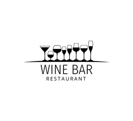 assorted wine glass vector logo design for winery restaurant and shop