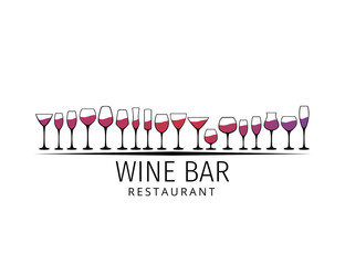 assorted wine glass vector logo design for winery restaurant and shop