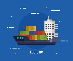 delivery logistic service with cargo ship vector illustration design