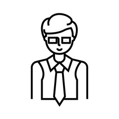 Simple worker line icon, concept sign, outline vector illustration, linear symbol.