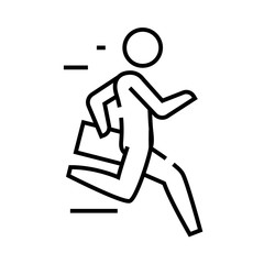 Running businessman line icon, concept sign, outline vector illustration, linear symbol.