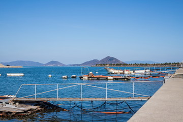 Landscape of the Seto Inland Sea (coast and small port at Takamatsu city) ,Kagawa, Shikoku, Japan
