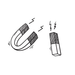 doodle hand drawn magnet illustration icon