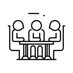 Meeting line icon, concept sign, outline vector illustration, linear symbol.