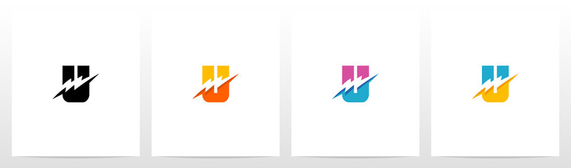 Thunder Electric On Letter Logo Design U © recehan