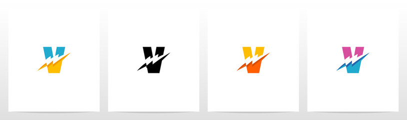 Thunder Electric On Letter Logo Design V
