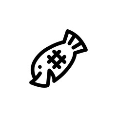 Grilled Fish Sea Foods Icon Vector Illustration. Outline Style