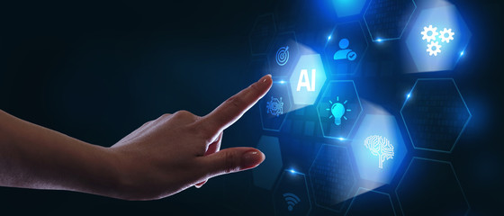 AI Learning and Artificial Intelligence Concept. Business, modern technology, internet and networking concept. 