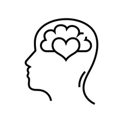 Love thoughts line icon, concept sign, outline vector illustration, linear symbol.