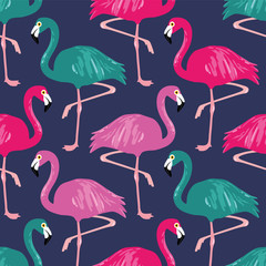 Vector seamless pattern with flamingos