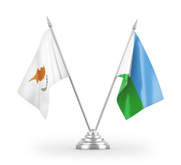 Djibouti and Cyprus table flags isolated on white 3D rendering