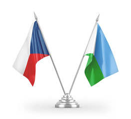 Djibouti and Czech Republic table flags isolated on white 3D rendering