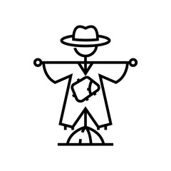 Scarecrow line icon, concept sign, outline vector illustration, linear symbol.