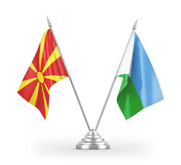 Djibouti and North Macedonia table flags isolated on white 3D rendering