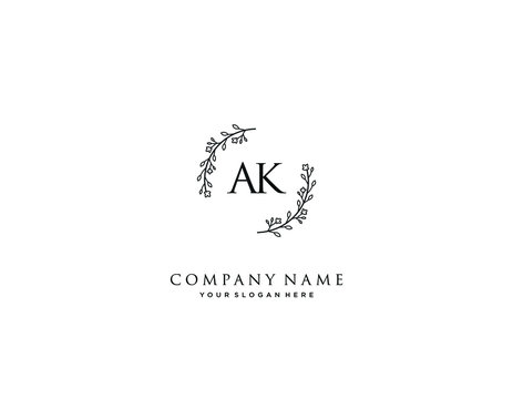 AK initial letter elegant handwriting logo collection