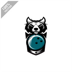 Obraz premium Bowling Wolf team logo design. Scalable and editable vector.