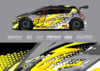 Racing car wrap decal graphic vector kit. Abstract stripe racing background designs for vinyl wrap race car, cargo van, pickup truck, adventure vehicle. Eps 10