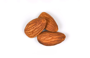 Almond nut on white background natural protein food and for snack - almond isolated