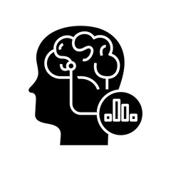 Considering diagram black icon, concept illustration, vector flat symbol, glyph sign.