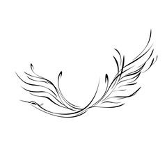 bird 7. stylized bird flies with wings spread in black lines on a white background