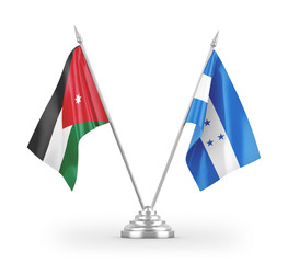 Honduras and Jordan table flags isolated on white 3D rendering